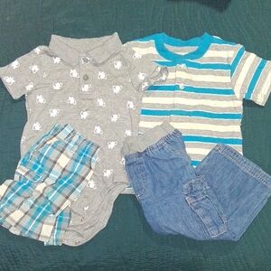 Baby Boy Outfit Set - Gray and Blue